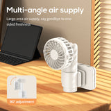 White Portable Multifunctional Clip Fan DQ261 - 1000mAh Battery, 3-Speed, Quiet Cooling for Summer