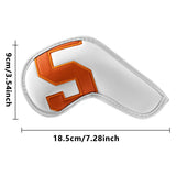 White covers with Black numbers, Premium PU Leather Golf Iron Headcover Set (10pcs) | Numbered 4-9, P, S, A, X | Protective Club Covers for Irons