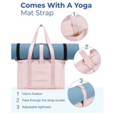 Light Tan Versatile Women's Gym Tote Bag with Yoga Mat Strap - 18L Carryall, Fits 15.6 Laptop, Multi-Pocket Organizer
