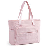 Pink Versatile Women's Gym Tote Bag with Yoga Mat Strap - 18L Carryall, Fits 15.6 Laptop, Multi-Pocket Organizer