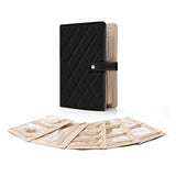 Black Elegant Quilted Travel Jewelry Organizer Binder - Portable Loose-Leaf Storage Book with Clear Zipper Pockets for Earrings, Necklaces, Rings