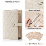 Black Elegant Quilted Travel Jewelry Organizer Binder - Portable Loose-Leaf Storage Book with Clear Zipper Pockets for Earrings, Necklaces, Rings