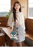 Black Stylish Korean Minimalist Crossbody Bag - Elegant Small Square Shoulder Bag with Phone Pocket