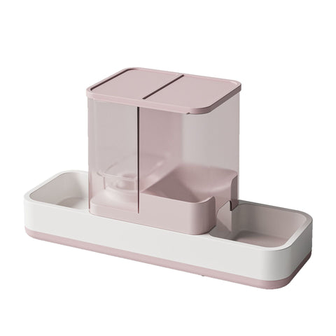 Pink 2-in-1 Automatic Pet Water and Food Dispenser - Gravity Feeder for Cats and Dogs