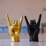 Gold Left Hand Resin Rock and Roll Hand Figurine - Stylish Desk and Living Room Decor