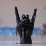 White Left Hand Resin Rock and Roll Hand Figurine - Stylish Desk and Living Room Decor