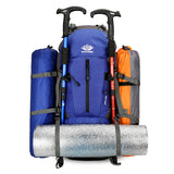 Dark blue 36-55L Outdoor Hiking Backpack - Durable Water Resistant Travel Bag for Trekking, Camping, and Adventure