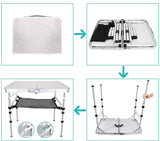 Portable Folding Camping Table with Aluminum Frame - Lightweight 60x40x50cm Picnic Table with Mesh Storage Bag and Carrying Handle for Outdoor BBQ, Travel, and Self-Driving Trips