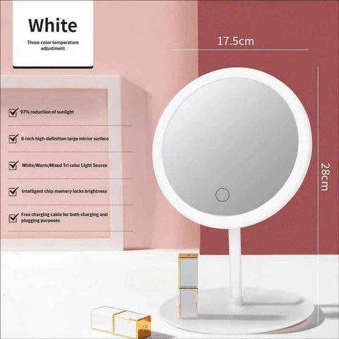 3PCS LED Makeup Mirror with Lights - Portable Tabletop Vanity Mirror, INS Style, White