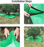 78.7 x 78.7 Inch Garden Leaf Collection Tarp with Center Hole - Waterproof PE Landscape Cleanup Mat - Heavy Duty Garden Debris Tarp for Shrub Trimming and Hedge Pruning - Green