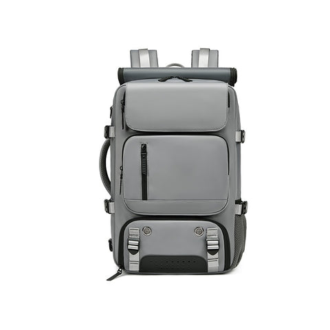 Grey Large Capacity 16-Inch Laptop Travel Backpack - Anti-Theft Professional Business Bag with Spring Buckle - Durable Oxford Cloth Outdoor Rucksack for Men and Women