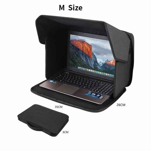 Laptop Sun Shade and Outdoor Privacy Hood - Fits Laptops up to 14 Inches Size M - Anti-Glare Screen Shield, Portable Foldable Design, Remote Work Essential for Park Beach and Outdoor Office Use