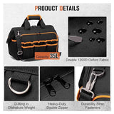 17 Inch Heavy Duty Tool Bag - 43cm Wide Open Mouth Organiser - Thickened Wear Resistant Oxford Cloth with Adjustable Padded Strap, Multi-Pocket Storage for Electricians Plumbers and Professional Trades