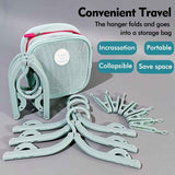 Portable Folding Travel Hangers Set - 19 Piece Laundry Kit with 6 Adjustable Hangers 12 Clips and Storage Bag - Space Saving Design for Caravanning Camping and Student Dorms - Sky Blue