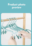 Portable Folding Travel Hangers Set - 19 Piece Laundry Kit with 6 Adjustable Hangers 12 Clips and Storage Bag - Space Saving Design for Caravanning Camping and Student Dorms - Gray