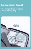 Portable Folding Travel Hangers Set - 19 Piece Laundry Kit with 6 Adjustable Hangers 12 Clips and Storage Bag - Space Saving Design for Caravanning Camping and Student Dorms - Pink