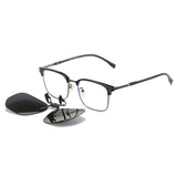 Quickred 2-Piece Flip-Up Sunglasses Clip-On Set for Glasses - UV-Protective Square Polarized Lenses for Driving