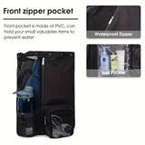 Blue Mesh Drawstring Swim Backpack with Wet Bag - Durable Beach Gym Bag for Wet Gear