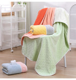 Blue-pink Oversized Double-Sided Coral Fleece Bath Towel | Soft and Absorbent, Thick & Warm, 70x140cm