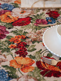 Floral Cotton Linen Tablecloth | Vintage Style Country Garden Design, 120*120cm