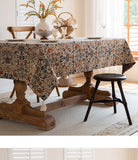 Floral Vintage Bird Tassel Tablecloth | Vintage Cotton and Linen Jacquard Tablecloth, 90x90cm