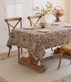 Floral Vintage Bird Tassel Tablecloth | Vintage Cotton and Linen Jacquard Tablecloth, 90x90cm