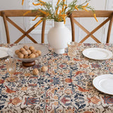 Floral Vintage Bird Tassel Tablecloth | Vintage Cotton and Linen Jacquard Tablecloth, 120*160cm