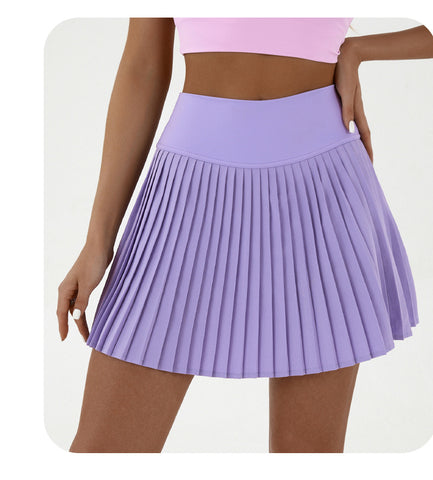 High waist purple pleated skirt | built-in shorts to prevent exposure - suitable for yoga, badminton and golf  Size L