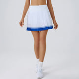 High waist Blue and White pleated skirt | built-in shorts to prevent exposure - suitable for yoga, badminton and golf  Size S