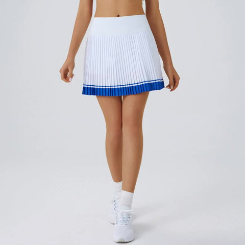 High waist Blue and White pleated skirt | built-in shorts to prevent exposure - suitable for yoga, badminton and golf  Size XL