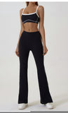 Black Flared Leggings & Sports Bra Set - Breathable & Stretchy Activewear for Yoga, Running & Gym Workouts Size S