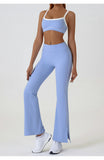 Blue Flared Leggings & Sports Bra Set - Breathable & Stretchy Activewear for Yoga, Running & Gym Workouts Size S