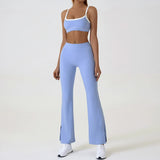 Blue Flared Leggings & Sports Bra Set - Breathable & Stretchy Activewear for Yoga, Running & Gym Workouts Size XL