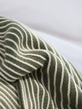 Green Cozy Knit Throw Blanket with Fringe - Stylish Striped  Bed End Cover, 127x170CM