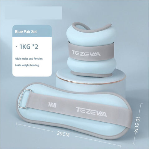 Blue Adjustable Weighted Leg & Wrist Sandbag Set - 1kg Each for Fitness, Running, and Dance Training