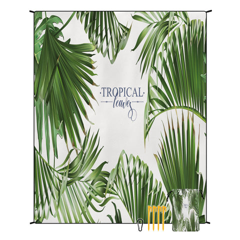 Style STD-001-13 Green And White Quick Dry Beach Mat Sand Proof Waterproof Outdoor Picnic Blanket - Compact & Lightweight