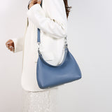 Blue Women's Trendy PU Leather Shoulder Bag - Fashionable Underarm Hobo Bag with Adjustable Strap
