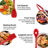 Red 10-Piece Premium Silicone Kitchen Utensil Set - Heat Resistant, Non-Stick Cookware
