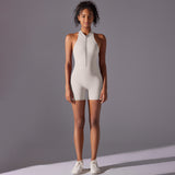 Size M White Gray High-Impact Seamless Bodysuit - Nude Feel Yoga & Fitness Romper