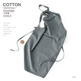 Blue Cotton Linen H-Back Apron - Solid Color Kitchen Cooking Apron with Pocket
