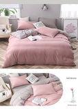 Gray And Blue Stitching Ultra-Soft Solid Color 4-Piece Bedding Set - Queen Size(Suitable for 2m bed)
