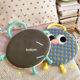 Purple Plaid Cute Cartoon Round Memory Foam Seat Cushion - Detachable & Washable