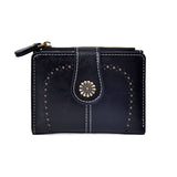 Peacock Blue Vintage PU Leather Women's Short Wallet - Elegant Zipper Coin Pocket Multi-Function Card Holder