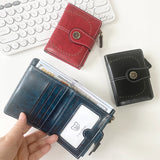 Yellow Vintage PU Leather Women's Short Wallet - Elegant Zipper Coin Pocket Multi-Function Card Holder