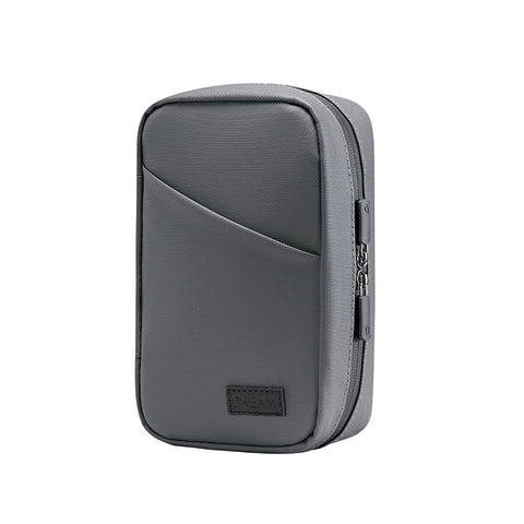 Grey Premium PU Leather Multi-Functional Travel Cable Organizer - Waterproof Digital Storage Pouch