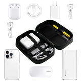 Grey Premium PU Leather Multi-Functional Travel Cable Organizer - Waterproof Digital Storage Pouch