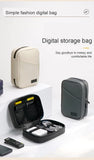 Grey Premium PU Leather Multi-Functional Travel Cable Organizer - Waterproof Digital Storage Pouch