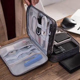 Black Durable Three-Layer Earphone & Digital Organizer - Waterproof Cosmetic & Cable Storage Pouch(Photography props not included, only the bag)