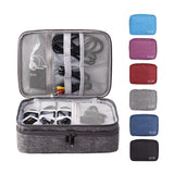 Light Blue Durable Three-Layer Earphone & Digital Organizer - Waterproof Cosmetic & Cable Storage Pouch(Photography props not included, only the bag)