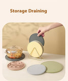 Dark Grey 3 Pcs Premium Silicone Round Heat-Resistant Pad - 20cm Durable Kitchen Pot Mat with Anti-Slip Design